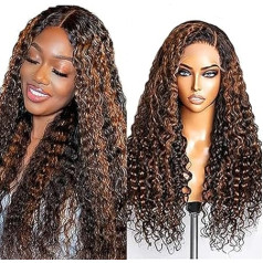 Парик из настоящих волос, коричневый парик, женский 13 x 4 кружевной парик, человеческие волосы, вьющийся волной светлый парик, P1B/30 для женщин