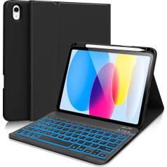 Чехол-клавиатура для iPad (A16) 11 поколения 2025 и iPad 10 поколения 2022 (11 и 10,9 дюймов) - 7 цветов с подсветкой Беспроводной съемный чехол-клавиатура Foli