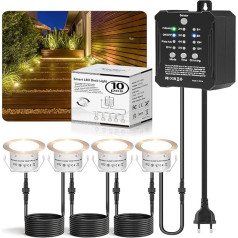 Упаковка из 10 диммируемых встраиваемых напольных прожекторов на открытом воздухе с низковольтным трансформатором, таймером и датчиком фо
