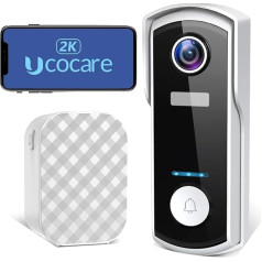UCOCARE Дверной звонок с камерой, 2K/4MP звонок с камерой, беспроводной звонок с камерой с бесплатным внутренним гонгом, AI обнаружение людей, 3 вар