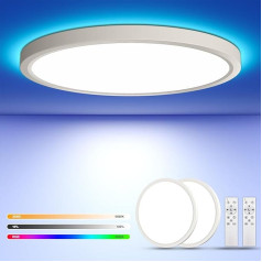 DetarZinLED Pack of 2 Ceiling Light LED потолочный светильник диммируемый с пультом дистанционного управления 24 Вт RGB изменение цвета круглый потолочный св