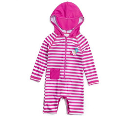 BONVERANO Baby Girls' One-Piece Swimsuit UPF 50+ Sun Protection Hood Купальник с капюшоном от солнца