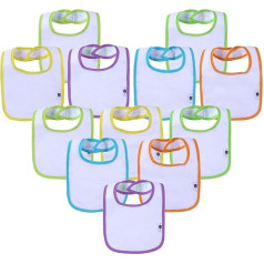 SUPNFOX Pack of 12 Absorbent Drool Bibs, Baby Bibs with Waterproof Layer, Machine Washable, Empty Baby Bibs for Painting, Burp Bag for Gift, Baby Shower