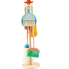 7 штук деревянных чистящих инструментов для уборки притворяются бытовыми игрушками для детей, мальчиков и девочек