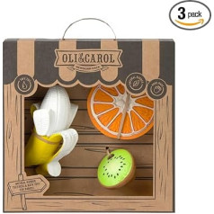 Oli & Carol Baby Gift Set 3 силиконовых прорезывателя для зубов (Ana Banana, Clementino Orange, Jose Antonio Kiwi) в оранжевом цвете