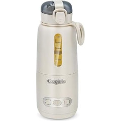 Cozytots Bottle Warmer Baby on the Go Battery Portable Bottle Warmer to Go 37-55°C Thermos Flask, Fast Heating, Long Battery Life, Portable Glass Heat Cup for Baby Milk and Water