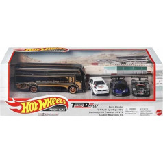 Hot Wheels HKC15 / GMH39 Набор из 4 машинок Track Day #13 Euro Hauler с 3 спортивными автомобилями 1:64