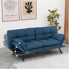 Sunny Heart Кабриолет Futon Sofa Bed Memory Foam Futon Couch Bed Sofa Bed Small Splitback Sofa Bed Polyester Modern Loveseat for Living Room Apartment Office Dorm Blue