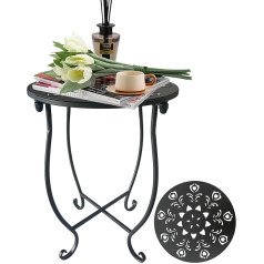 Zeecer Открытый боковой стол 14 дюймов круглый маленький садовый стол с цветочным вырезом современный портативный ржавеющий металлический ст