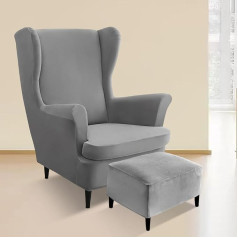 ‎Bordeag Чехол для крылатого кресла из 3 частей с защитным чехлом для оттоманки, броски на кресло, эластичный, защитные чехлы для крылатого кре