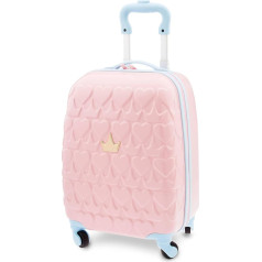 Disney Store Official - Чемодан розовой принцессы - 46 x 30 x 20 см - Детский багаж - С выдвижной ручкой и подвижными колесами - С узором в виде сердца и корон