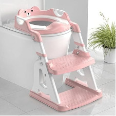 Meulife Potty Training Seat, Upgrade 2 в 1 Potty Training Toilet for Toddlers, Toddler Toilet Seat for Boys Girls with Splash Guard, Non-Slip Pad and Step Stool (Pink)