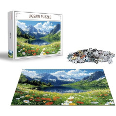 Пазл Пейзаж Пазл 1000 Кусочков Горы Деревянный Пазл Взрослый, Премиум Качество Классический Деревянный Образовательная Игра, Классический 