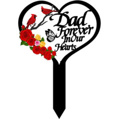 VKEVOC Gedenkgrab Marker mit Kardinal - Trauerfriedhof Pfahl Metall Kardinäle Gartenstecker Garten Grabschmuck für Mama & Papa Outdoor Gedenktafel für Hof & Friedhof (Papa)