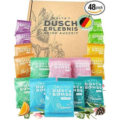 Набор из 7 бомбочек для душа WALTZ, 48 штук, Value Pack, 7 ароматов, премиальный оздоровительный подарок для женщин, мужчин, подарок на день рождения, 
