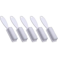 5 Stück Nailart-Pinsel, Kunststoff, langer Griff, Fingernagelreinigungsbürsten, Nagelreinigungsbürsten für Zuhause und Salon, Weiß
