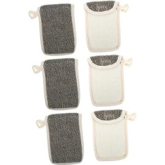 Mikinona Набор из 6 черных льняных мешков для мыла, сетчатые мешки, отшелушивающие мыльные сетки, органайзер для ванной комнаты, краны в ванной, 