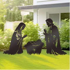 Черный металл Рождественская сцена на открытом воздухе Рождественская сцена силуэт для двора черный металл на открытом воздухе декоратив