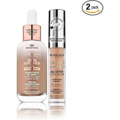 Deborah Milano Набор Skin Booster SPF 15, 4 Medium Beige, с витамином С, натуральный эффект, 30 мл и Корректирующий флюид 24 Hours Perfect All-Over, 5 Amber, Long Hold, Waterproof, 5,5 г