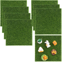 Упаковка из 8 Искусственная трава 15 x 15 см Искусственная трава Коврик Миниатюрная искусственная трава для ремесел Искусственный мох Декори