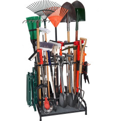 Стойка для садовых инструментов для 55 длинноруких инструментов/граблей/веников для организации и хранения в гараже, сарае, на улице, на луж