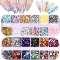 EBANKU Голографический Nail Art Фольга Хлопья, Блеск Ногтей Sequins Конфетти Золото Серебро Нерегулярные Блеск Зеркало Эффект Акриловые Ногти Пудра