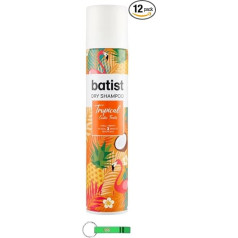 12 x Batist Dry Shampoo Tropical - Сухой шампунь очищает волосы за несколько минут без воды с ароматом кокоса и маракуйи 75 мл + бесплатный брелок Beni Culinari