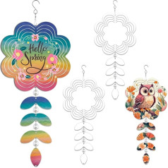Sublimations-Windspinner, Rohlinge, 3D-Aluminium, Metall, Windskulptur, kinetische Spinner für Hof und Garten, Innenbereich, Kunst, Ornamente, hängende Dekoration (Blattzweig, Blume), 4 Stück