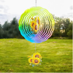 Sonnenblumen-Windspiel zum Aufhängen, für den Außenbereich, ästhetische Edelstahl-Windskulptur, 30,5 см, Metall-Windspiel, Terrasse, Rasen, Hof, Balkon, Kunst, Außendekorationen für Frauen, Mutter