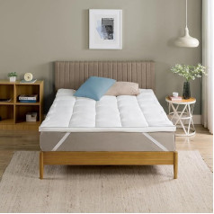 Zinus Bamboo Mattress Topper 140 x 200 см - стеганая простыня толщиной 5 см - машинная стирка и гипоаллергенность, белый