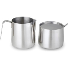 Сливочник и сахарница из нержавеющей стали 304 с ложкой, набор для сервировки кофе, зеркало