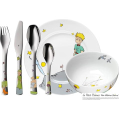 Детская посуда WMF little Prinz, с детскими столовыми приборами, 6 предметов, от 6 лет, полированная нержавеющая сталь Cromargan, мыть в посудомоечной ма