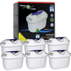 FilterLogic FL402H | упаковка из 6 - фильтр для воды, совместимый с картриджами Brita Maxtra+ Plus для фильтра Marella Style Flow Aluna Elemaris XL Cool Table Water Filter & TASSIMO Coffee Machine Ca