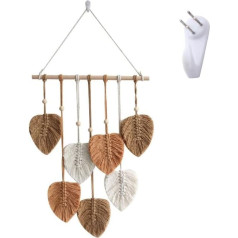 Macrame Wall Hanging, Leaves Tapestry, Macrame Boho Decoration, Woven Wall Hanging, Handmade Home Decorations, for Outdoor, Indoor, Living Room, Bedroom, Wedding Decor Gifts (Khaki)