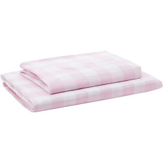 Bianca Single Bed Duvet Cover Set Plaid Stripe Cotton Pink Cotton Rose Single