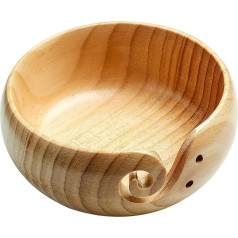 Aeelike Yarn Bowl Wooden Yarn Bowl for Wool Yarn, 16 x 7 cm Bamboo Knitting Bowl Wooden Wool Unwinder Bowl for Knitting Crochet Accessories DIY Gifts, Handmade Wool Holder Round with Holes