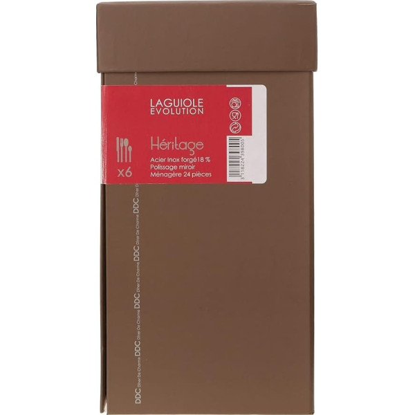 Laguiole Production 439800 Набор столовых приборов из 24 предметов из нержавеющей стали 18/0 с зеркальной полировкой