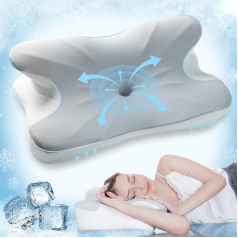 Elegear Memory Foam Pillow with Cooling Pillowcase, Neck Pain Side Sleeper Pillow, Ergonomic Pillow, Orthopaedic Pillow for Sides, Back, Stomach Sleepers 63 x 10/14 x 36 cm