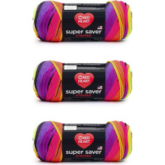 Пряжа Red Heart Super Saver 3 упаковки Яркие полоски