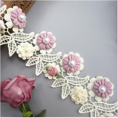 Украшения для одежды, ленты для шитья, 91 см, разноцветное цветочное кружево, бусины, цветы (абрикос)