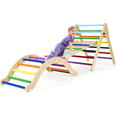 Крытая рамка для лазания, 3-в-1 треугольник для лазания Монтессори с горкой и аркой для лазания, деревянный треугольник для малышей от 1 года,