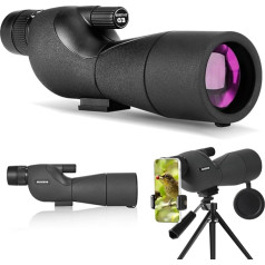 25-75X Spotting Scopes with Tripod, Zoom Waterproof BAK4 Prism Monocular Telescope for Bird Watching, Target Shooting, Wildlife, Hunting and Landscape, with Phone Adapter and Case