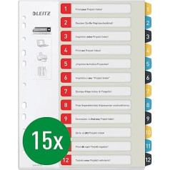 Leitz 12480000 Cosy Series 15 Pack 1-12 PC Writeable Index Dividers A4 Size Heavy Duty Multicolour