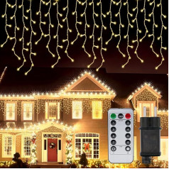 PAVIBOIN Fairy Lights Icicle Outdoor 10 m 400 LED Christmas Lighting Outdoor with Remote Control, Timer, Waterproof IP44, 8 Modes Lighting Fairy Lights Christmas for Outdoor and Indoor Use