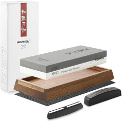 Двухсторонний точильный камень HEZHEN, большой белый корундовый камень, профессиональная точилка для ножей, зерно 1000/5000 с нескользящим основ