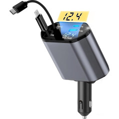 Sweetone 4-в-1 прикуриватель USB C, 66 Вт выдвижной автомобильное зарядное устройство, мобильный телефон автомобильное зарядное устройство адапте