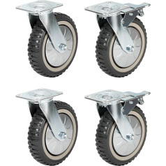 4 Stück Schwerlastrollen Industrielle Lenkrollen mit ohne Bremsen, Trolley-Räder, 360° Lenkrollen