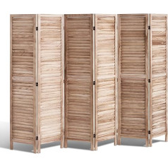VEVOR Деревянный экран разделения комнаты 6 частей складной конфиденциальности экран, 242 см длинный комнатный разделитель, портативный декор
