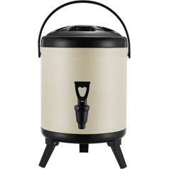 MYXJX heißes Wasser Urne, Isoliereimer aus Edelstahl, isolierter Getränkespender aus Edelstahl для Kalt- und Heißgetränke mit Thermometer(Beige)