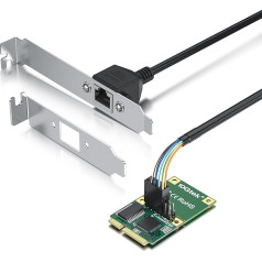 Сетевая карта 10Gtek Mini PCIe 1G Ethernet (Intel I210AT), длина кабеля 30 см, один порт RJ45, интерфейс Mini Pice, не для M.2